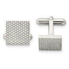 Stainless Steel Polished Textured Cuff Links