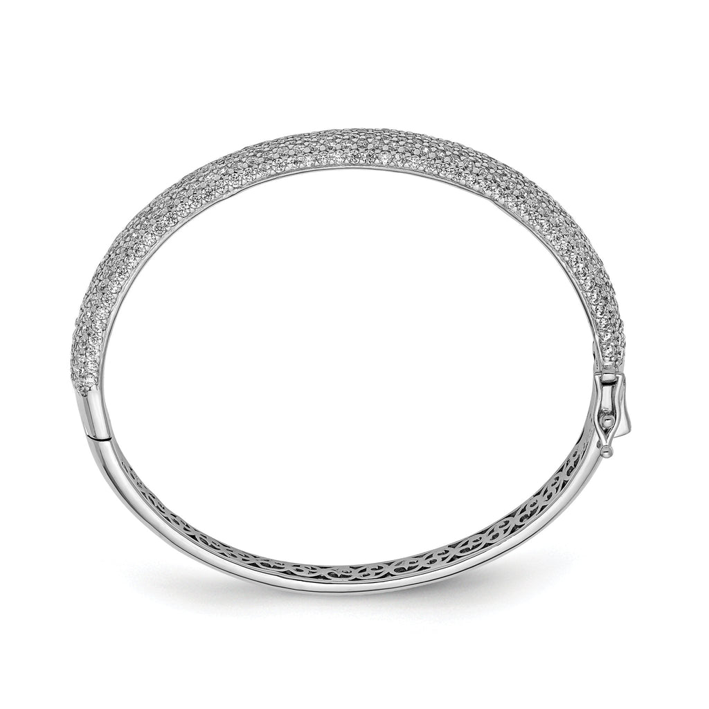 Sterling Shimmer Sterling Silver Rhodium-plated 439 Stone CZ PavÃÂ¢Ã¢âÂ¬ÃÂ¡ Hinged Bangle