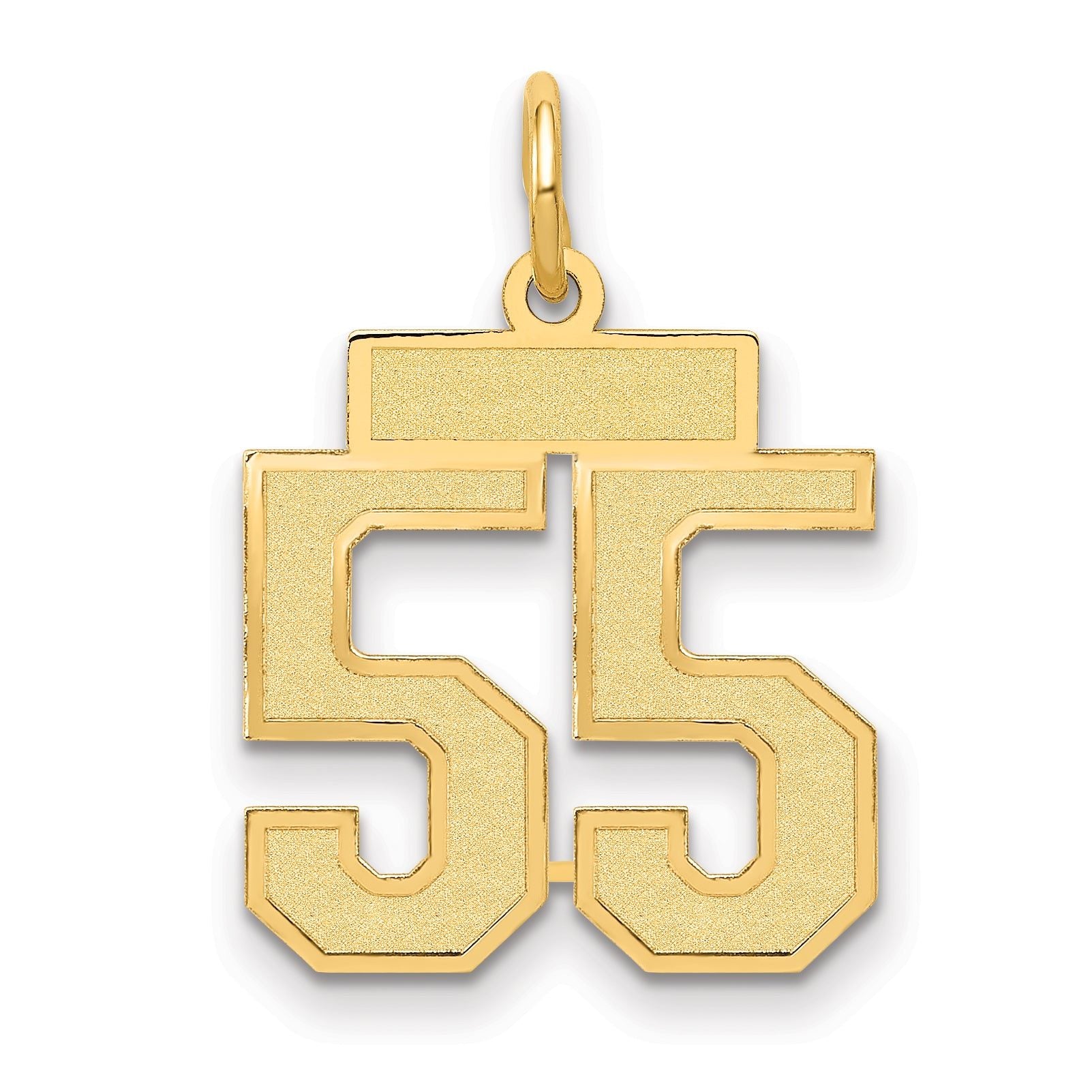 14K Gold Satin Number 55 Charm with Brushed Finish Small Main image
