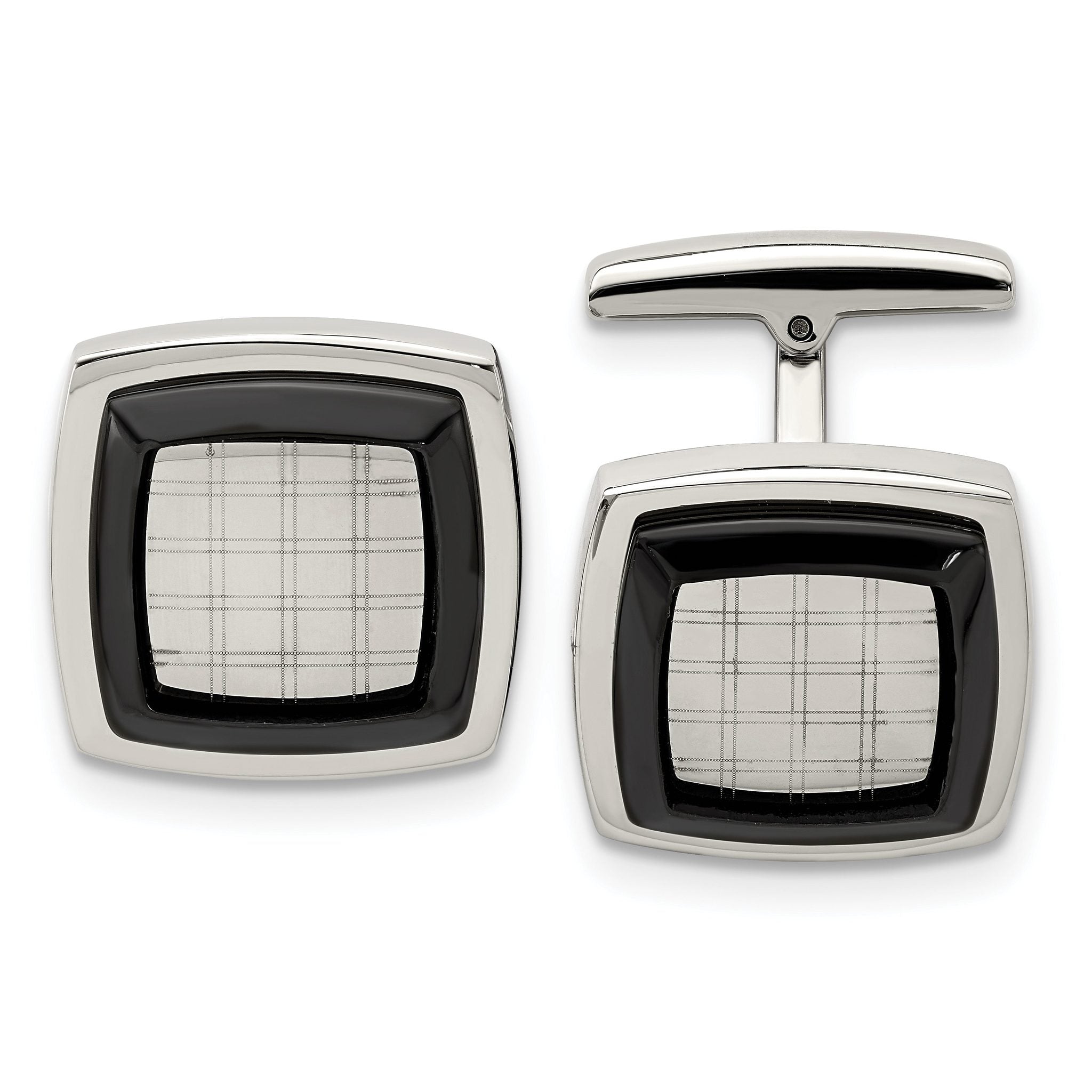 Polished Black Cuff Links in Stainless Steel