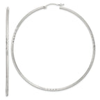Sterling Silver 2mm Polished/Satin D/C Hoop Earrings
