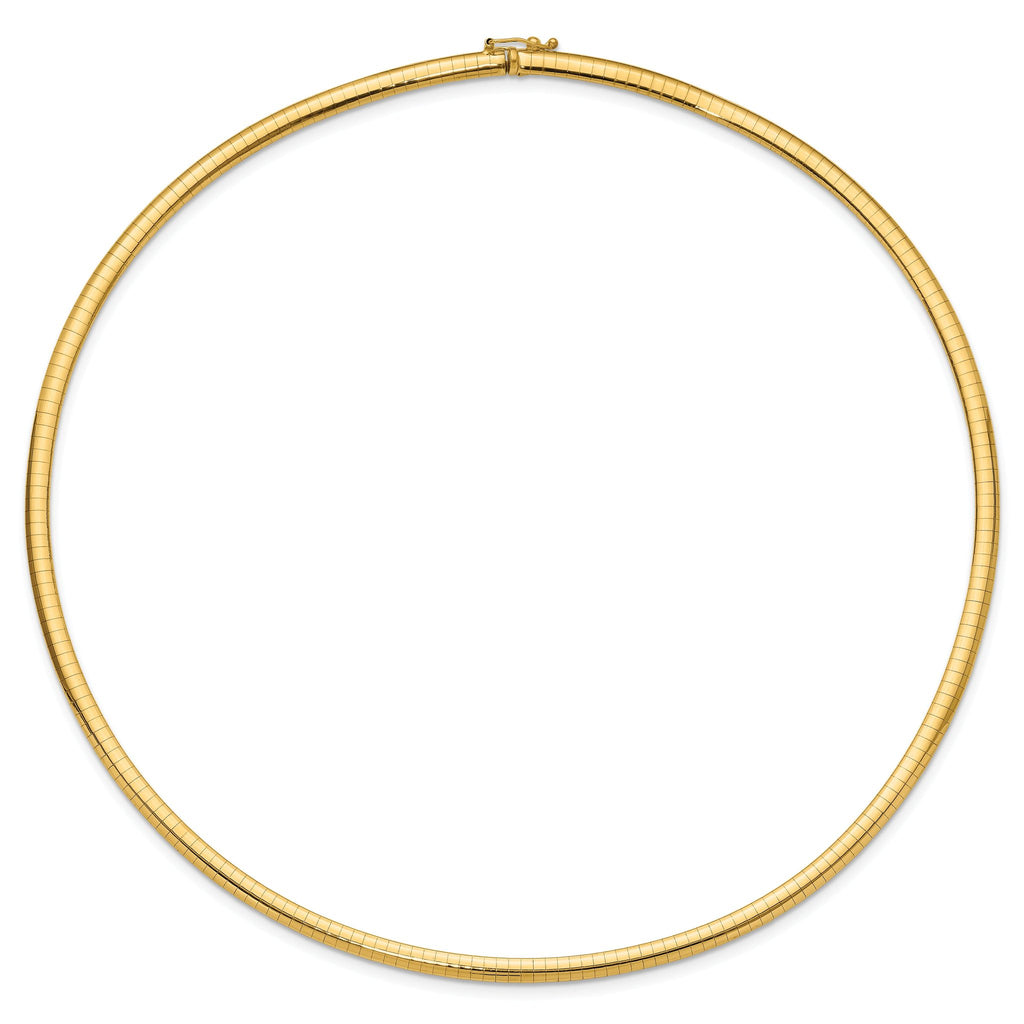 14k Polished 4mm Standard Weight 18 inch Domed Omega Necklace
