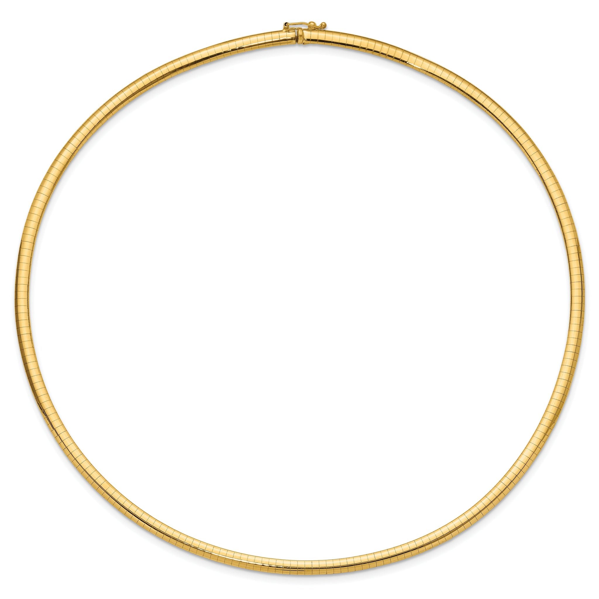 14k Polished 4mm Standard Weight 18 inch Domed Omega Necklace