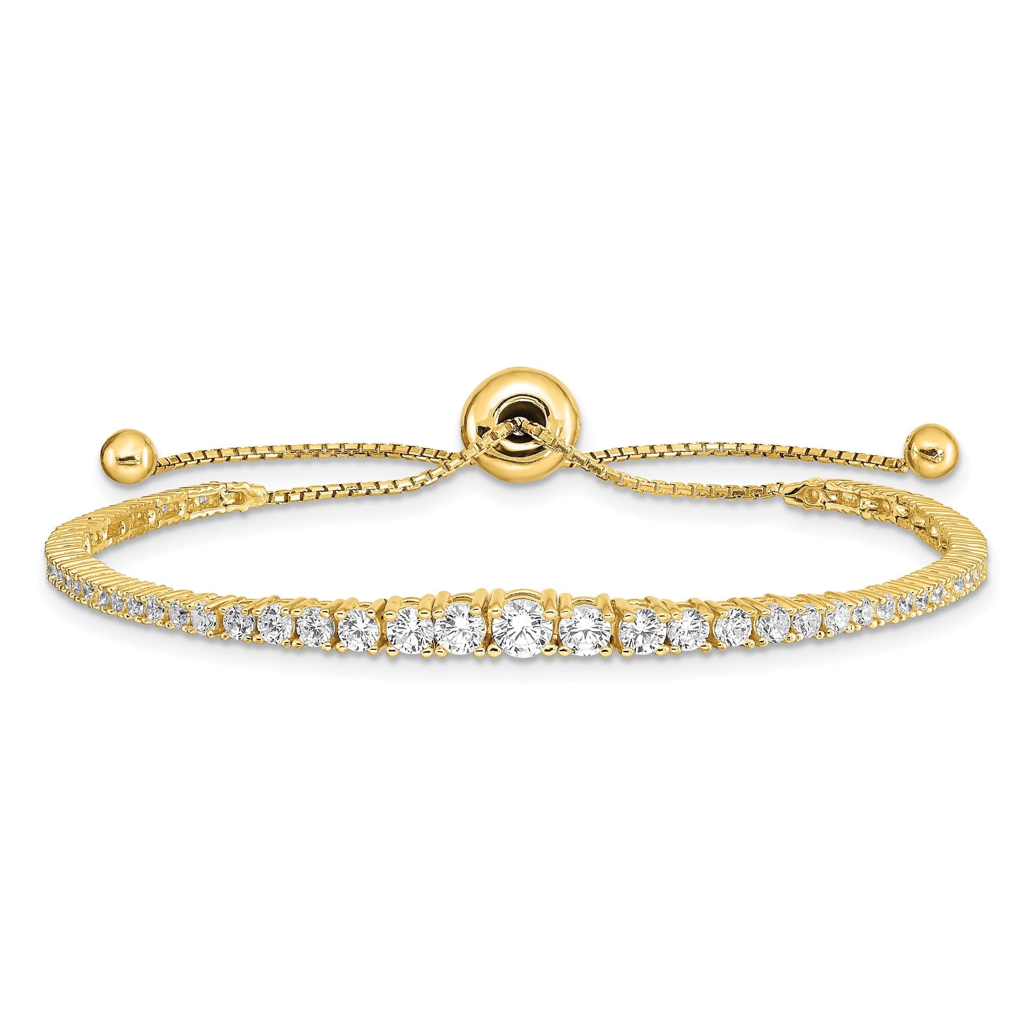 Sterling Shimmer Sterling Silver Gold-tone Flash Gold-plated 67 Stone Graduated CZ Adjustable 5 inch up to 9 inch Bracelet Secondary image