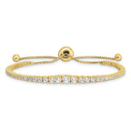 Sterling Shimmer Sterling Silver Gold-tone Flash Gold-plated 67 Stone Graduated CZ Adjustable 5 inch up to 9 inch Bracelet