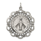 Sterling Silver 925 Antiqued Miraculous Medal Pendant Vintage-Inspired 45mm