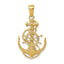 14K Gold Anchor Pendant with Nautical Wheel for Men, Solid Cast Design