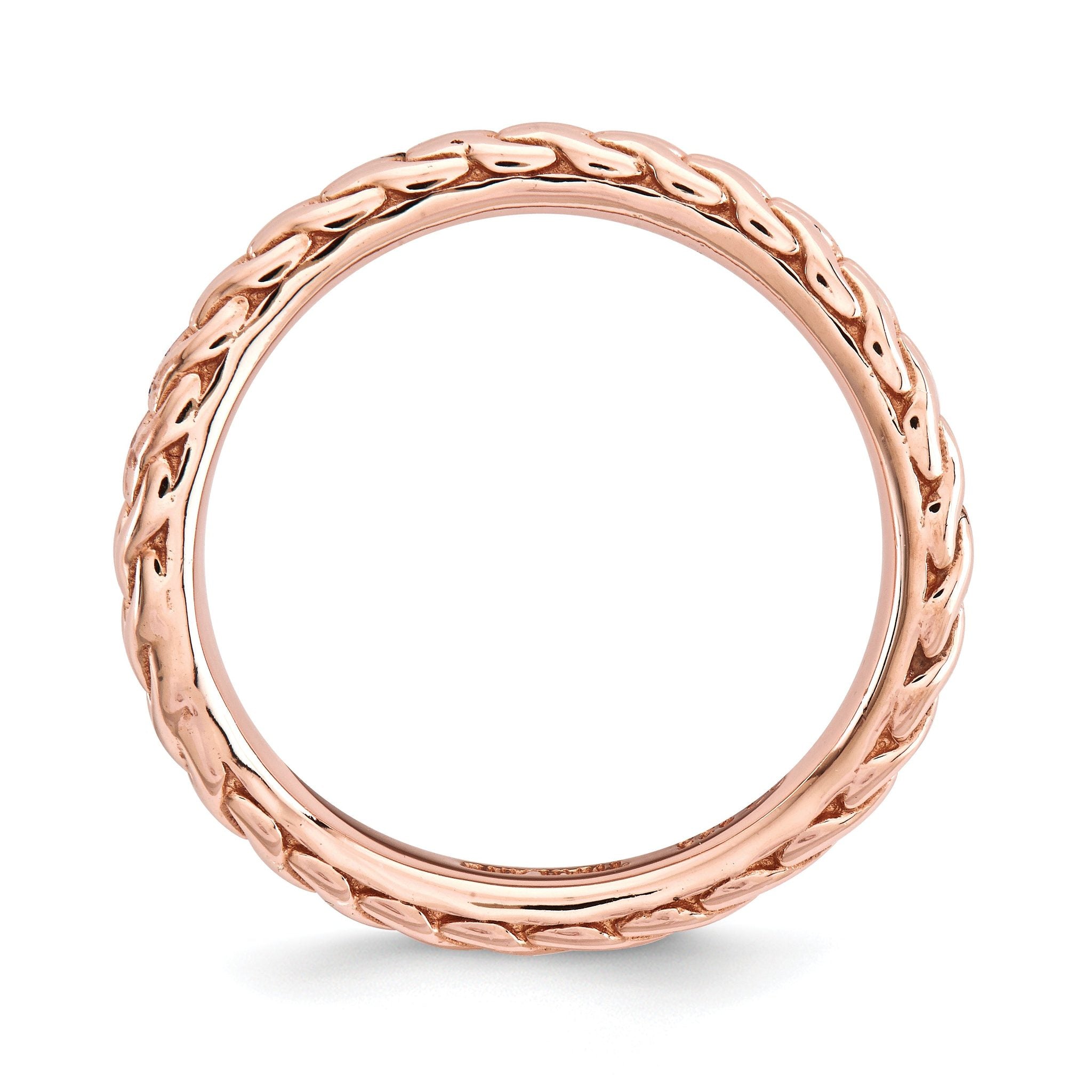 Rose-Tone Wave Stackable Ring in Sterling Silver Secondary image
