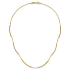 14K Polished Textured and Dia-cut Beaded w/Bars Necklace