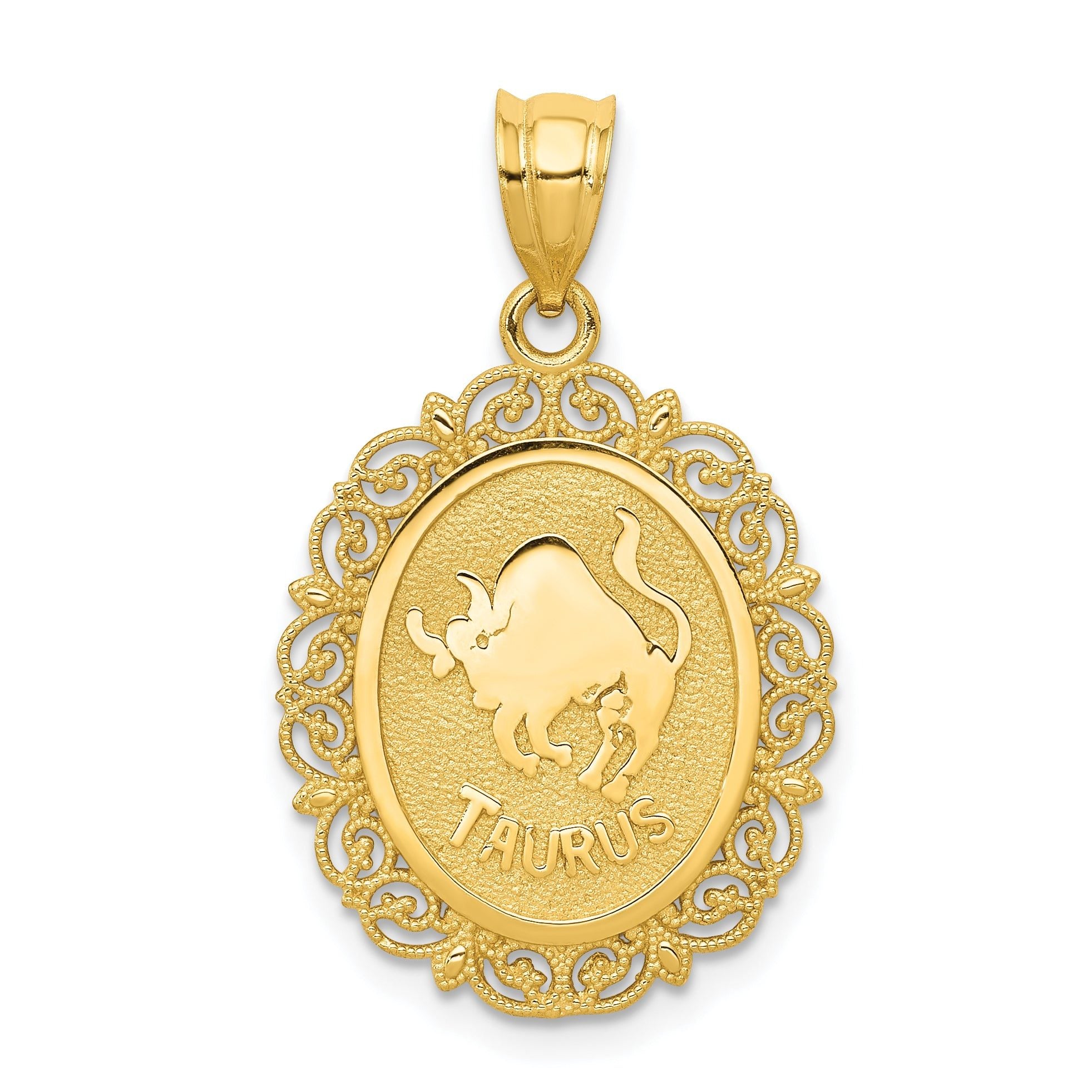 14K Gold Taurus Zodiac Pendant with Polished Satin Finish Main image