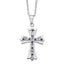 Sophia Jewelers Sterling Silver Diamond and Sapphire Cross Necklace