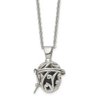 Black Agate Opening Box Necklace in Stainless Steel