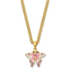 Luxury Giftware by Jere Pewter Bejeweled Crystals Gold-tone Enameled HELLO SPRING Flowers and Butterfly Ring Holder Trinket Box with Matching 18 Inch Necklace