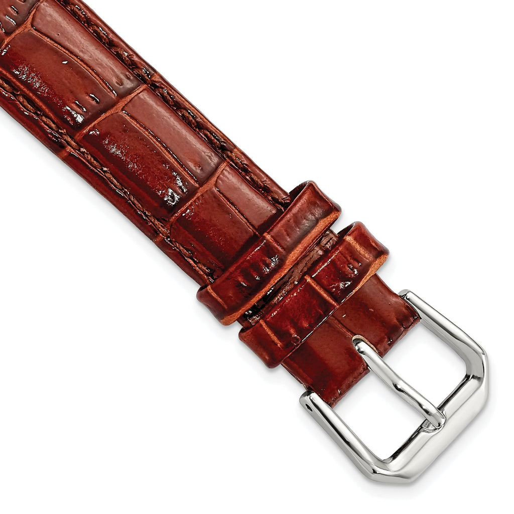 Havana Crocodile-Grain Leather Watch Band, 10mm