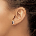 Sterling Silver Rose-tone Black Rhodium-plated CZ Post Earrings