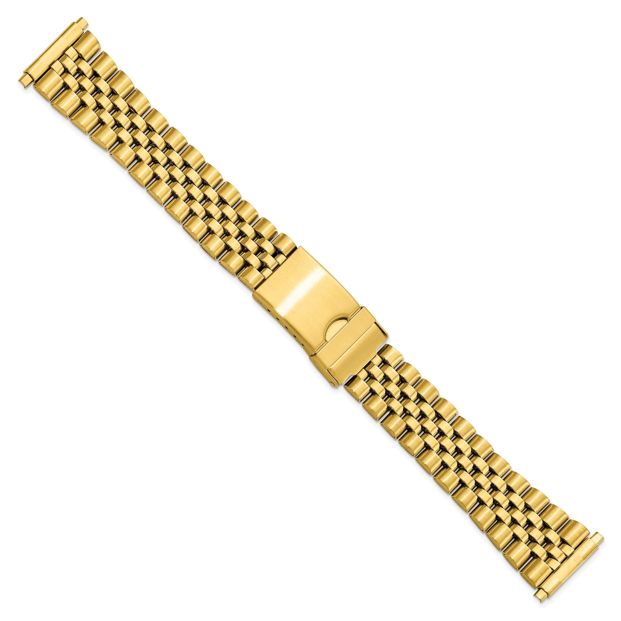 18-22mm Long Jubilee-Style Satin and Polished Yellow IP-Plated Stainless Steel with Deployment Buckle 7 inch Watch Band Secondary image