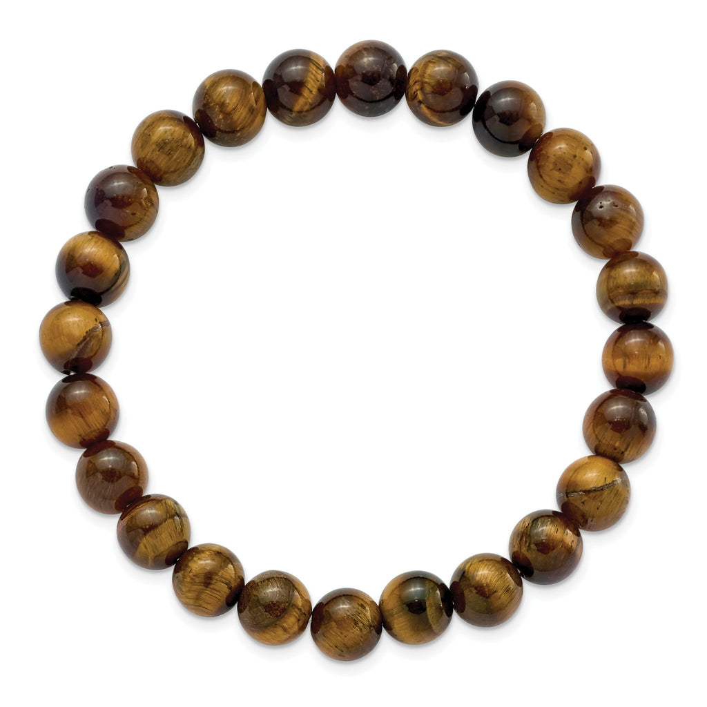8mm Yellow Tiger's Eye Agate Beaded Stretch Bracelet