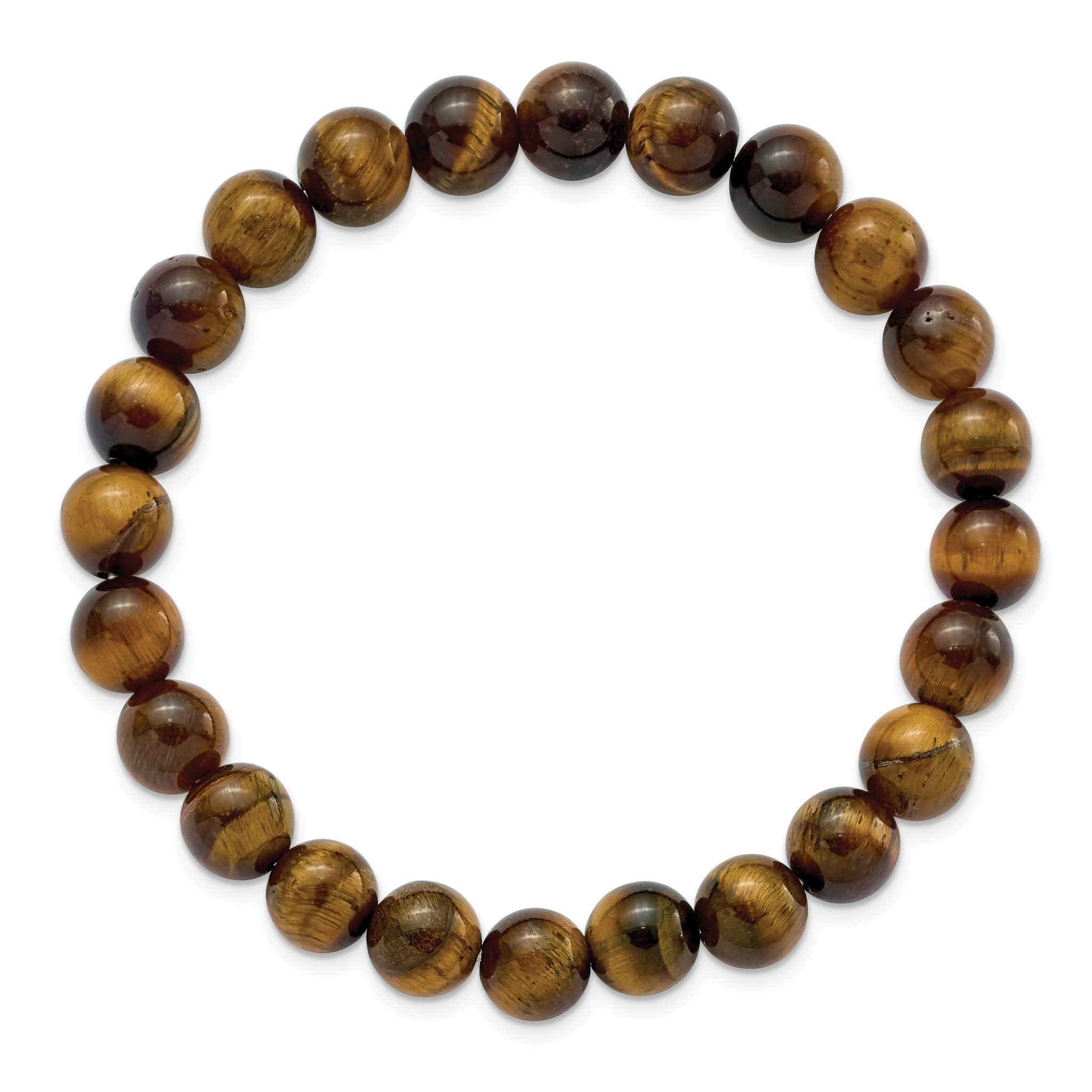 8mm Yellow Tiger's Eye Agate Beaded Stretch Bracelet