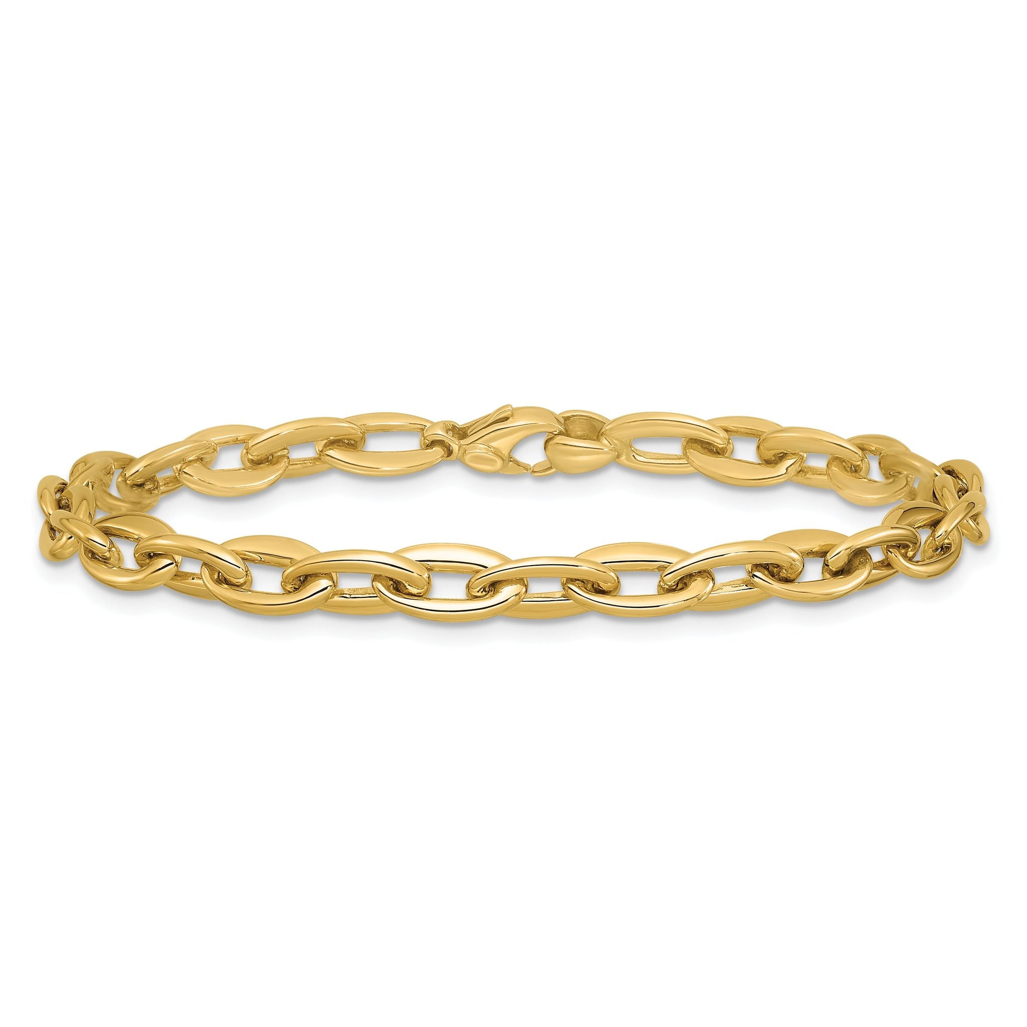14K Polished Fancy 5.5mm Oval Link Bracelet