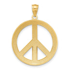 14K Gold Peace Sign Pendant for Men Polished, Solid, Casted Design