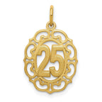 14K Gold Oval Pendant with Polished & Brushed Finish, 25mm