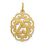14K Gold Oval Pendant with Polished & Brushed Finish, 25mm