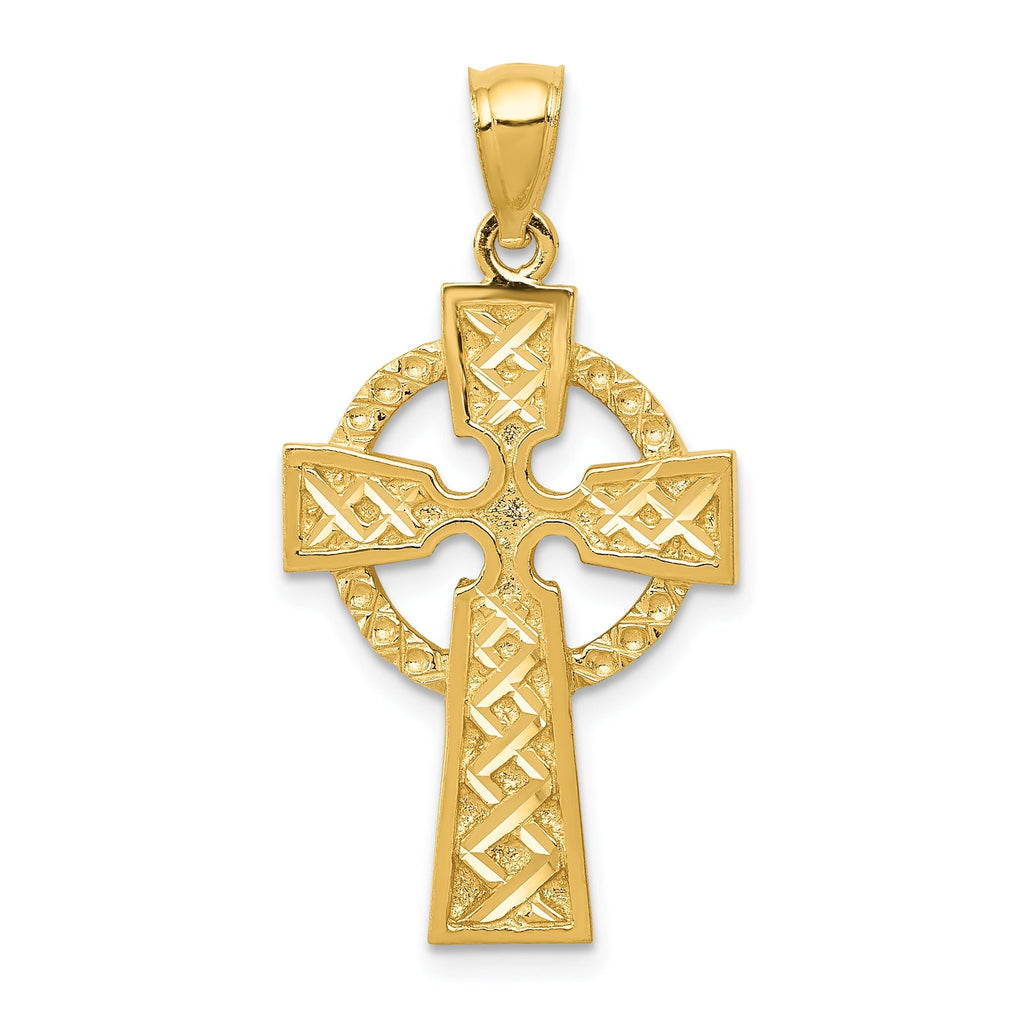 14K Gold Diamond-Cut Celtic Cross Pendant  Solid and Elegant Design