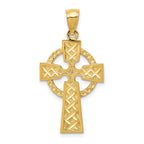 14K Gold Diamond-Cut Celtic Cross Pendant  Solid and Elegant Design