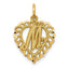 14K Gold Heart Letter M Charm with Diamond-Cut Sandblasted Finish  Elegant Gift