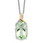 Brilliant Gemstones Sterling Silver with 14K Accent Rhodium-plated Green Quartz and Diamond 18 Inch Necklace with 2 Inch Extender