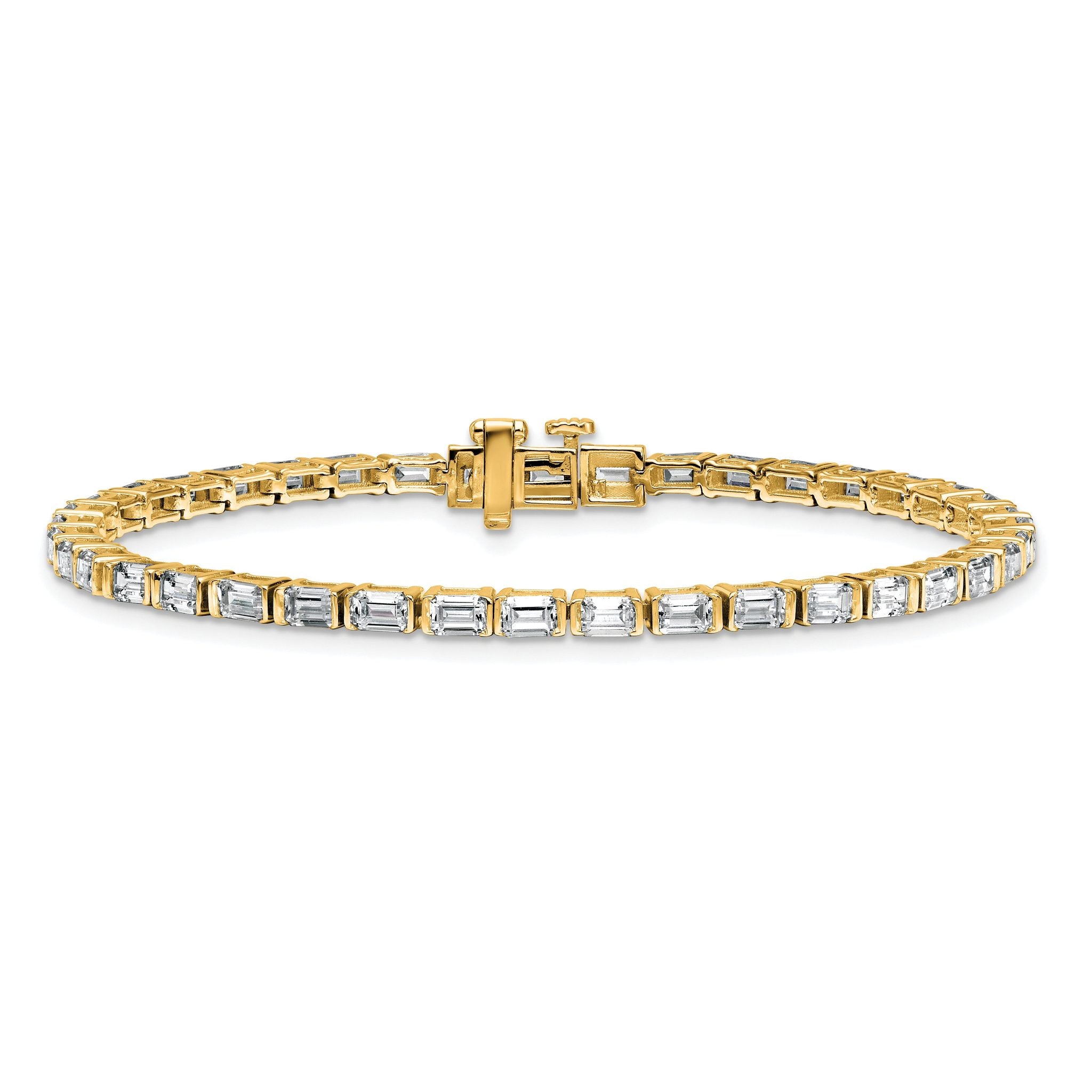 14k 4 3/4 carat Certified Lab Grown Diamond VS/SI+ G+ Complete Emerald Bezel Set Tennis Bracelet Secondary image