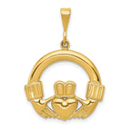 14K Gold Claddagh Pendant for Men with Polished Finish 32mm