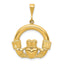 14K Gold Claddagh Pendant for Men with Polished Finish 32mm