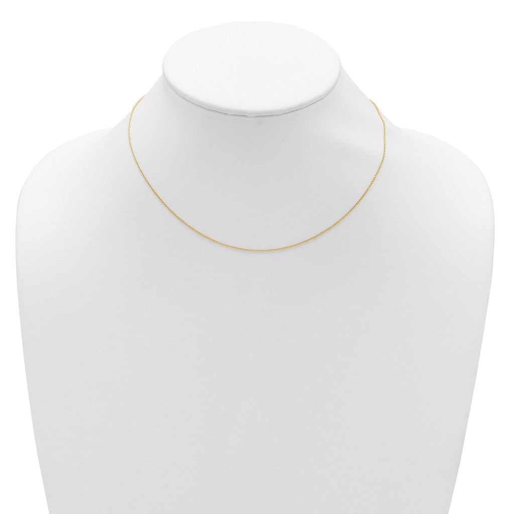 14 Karat Yellow Gold .9mm Round Cable 16in+2in Adjustable Chain
