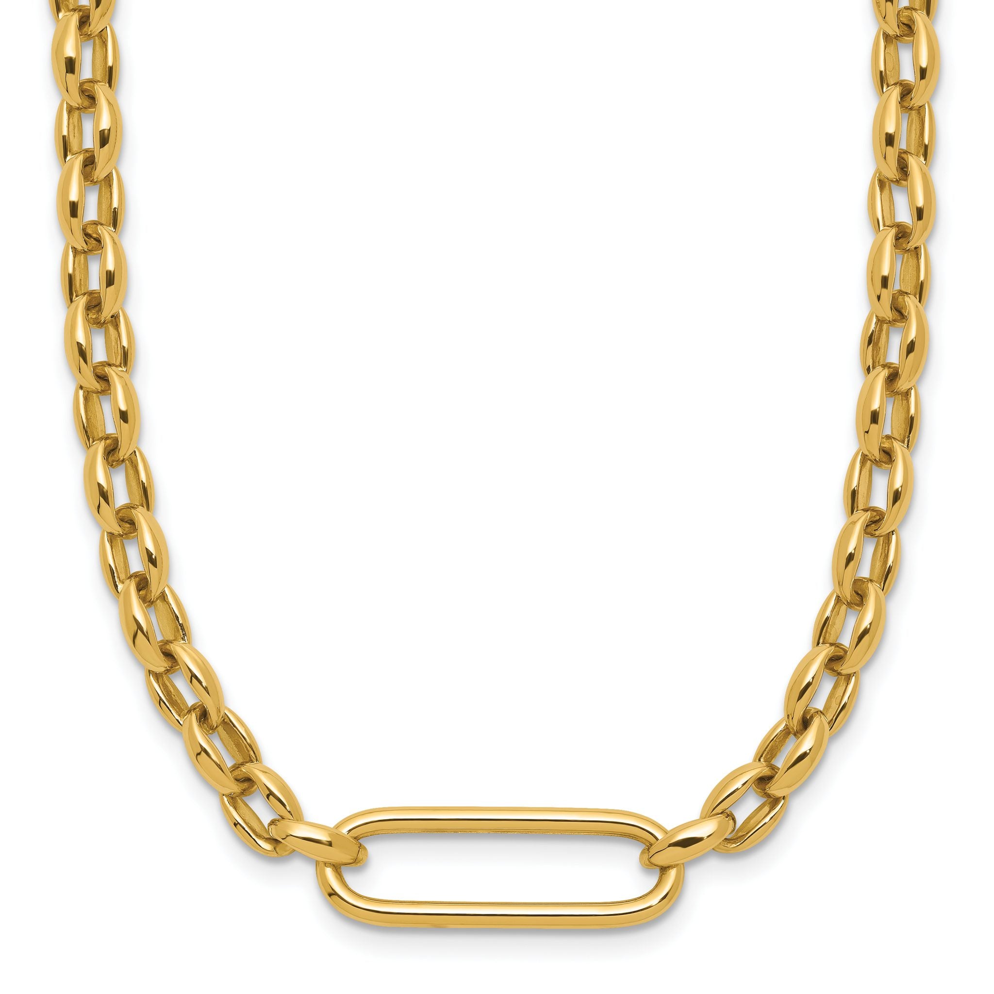 14K Polished Fancy Elongated Oval Link Necklace Main image