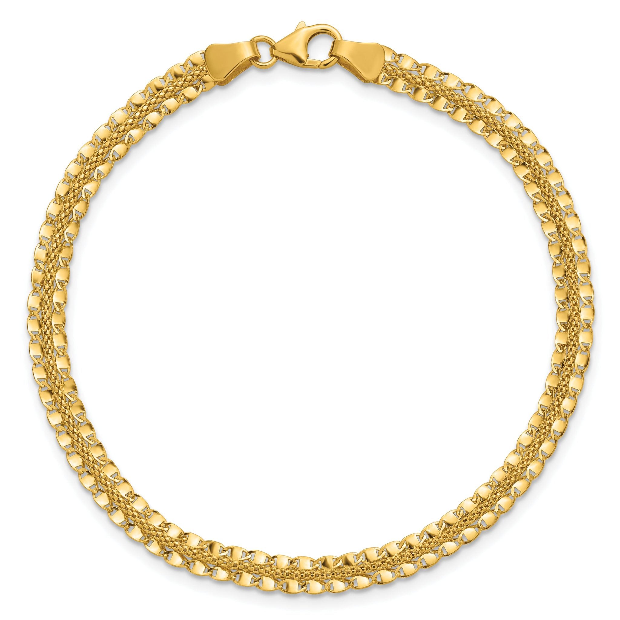 14K Polished and Textured Fancy Bracelet