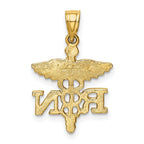 14K Gold Diamond-Cut RN Pendant with Polished Finish for Healthcare