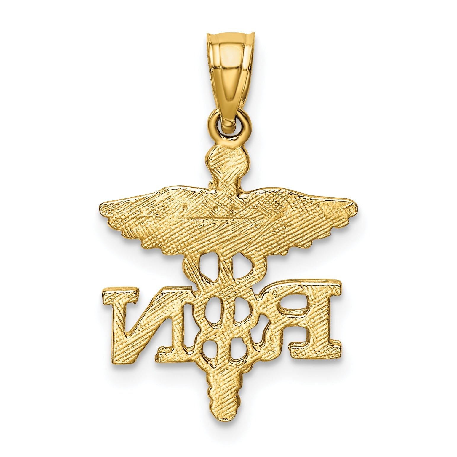 14K Gold Diamond-Cut RN Pendant with Polished Finish for Healthcare