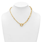 14k Polished And Brushed Paperclip Link With Circle 18 inch Necklace