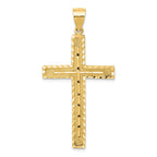 14K Gold Polished Diamond-Cut Latin Cross Pendant  Elegant Textured Design