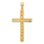 14K Gold Polished Diamond-Cut Latin Cross Pendant  Elegant Textured Design