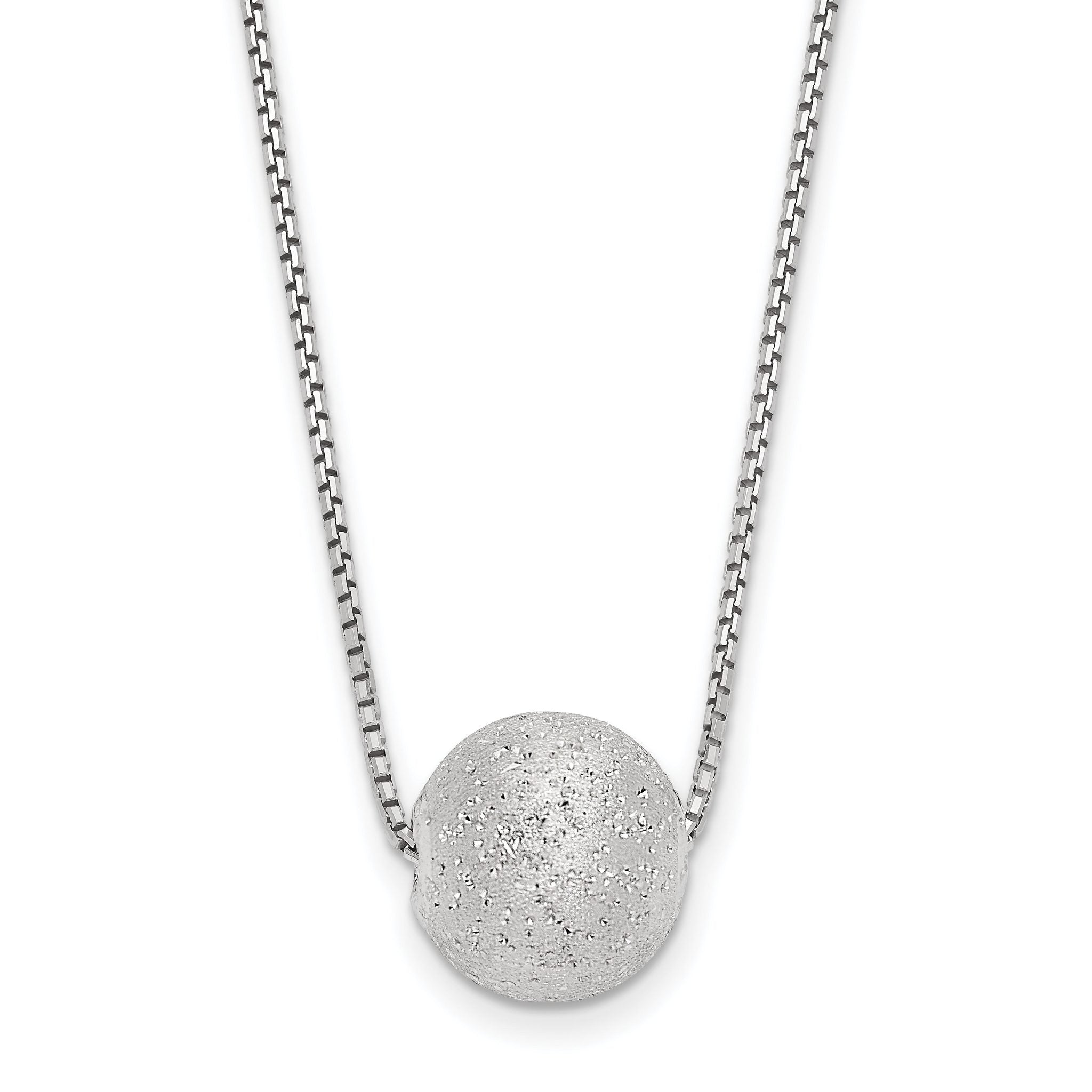 SS Radiant Essence Rh-plated Polish/Text w/2in ext. Necklace Main image