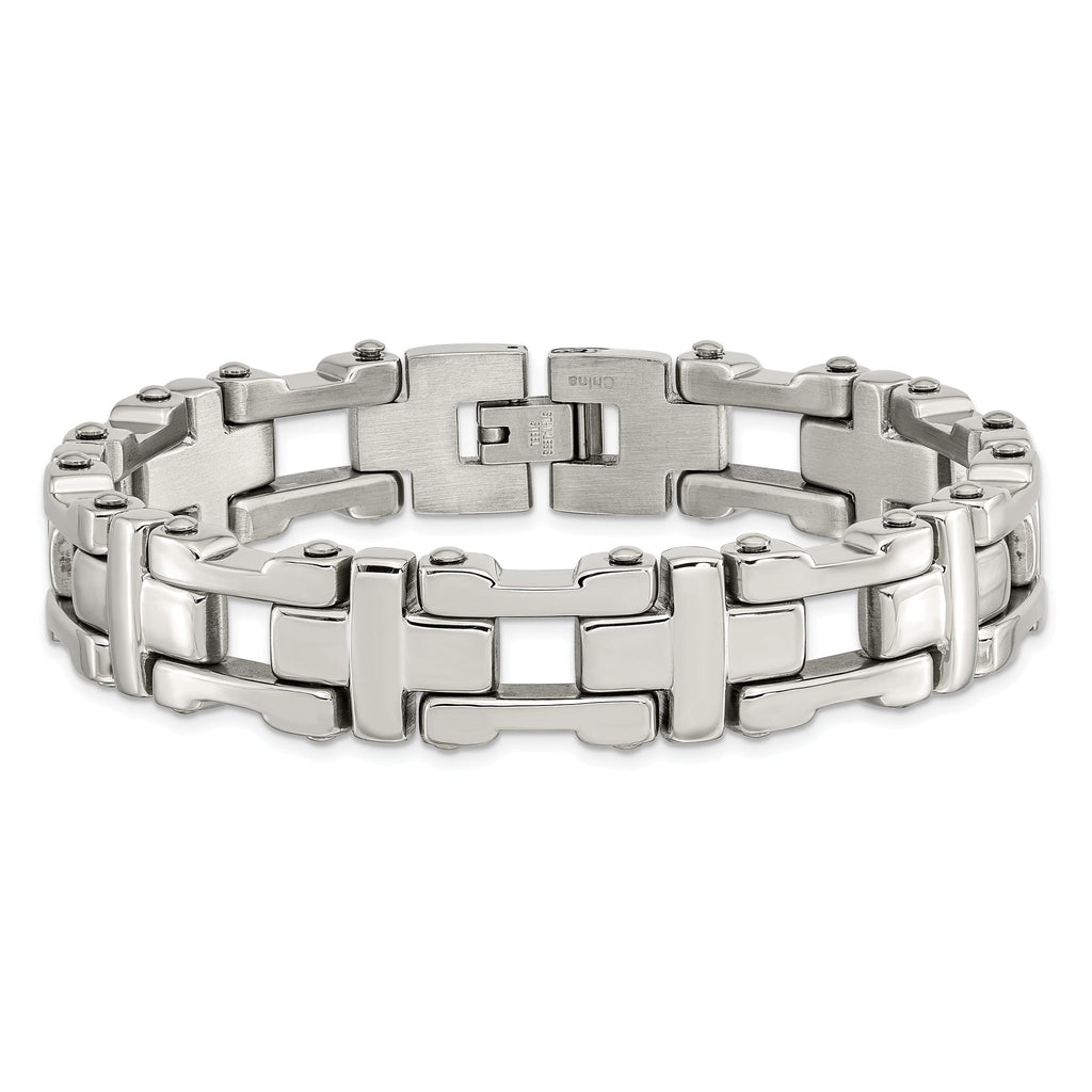 Stainless Steel Polished Open Corss Link Bracelet for Men