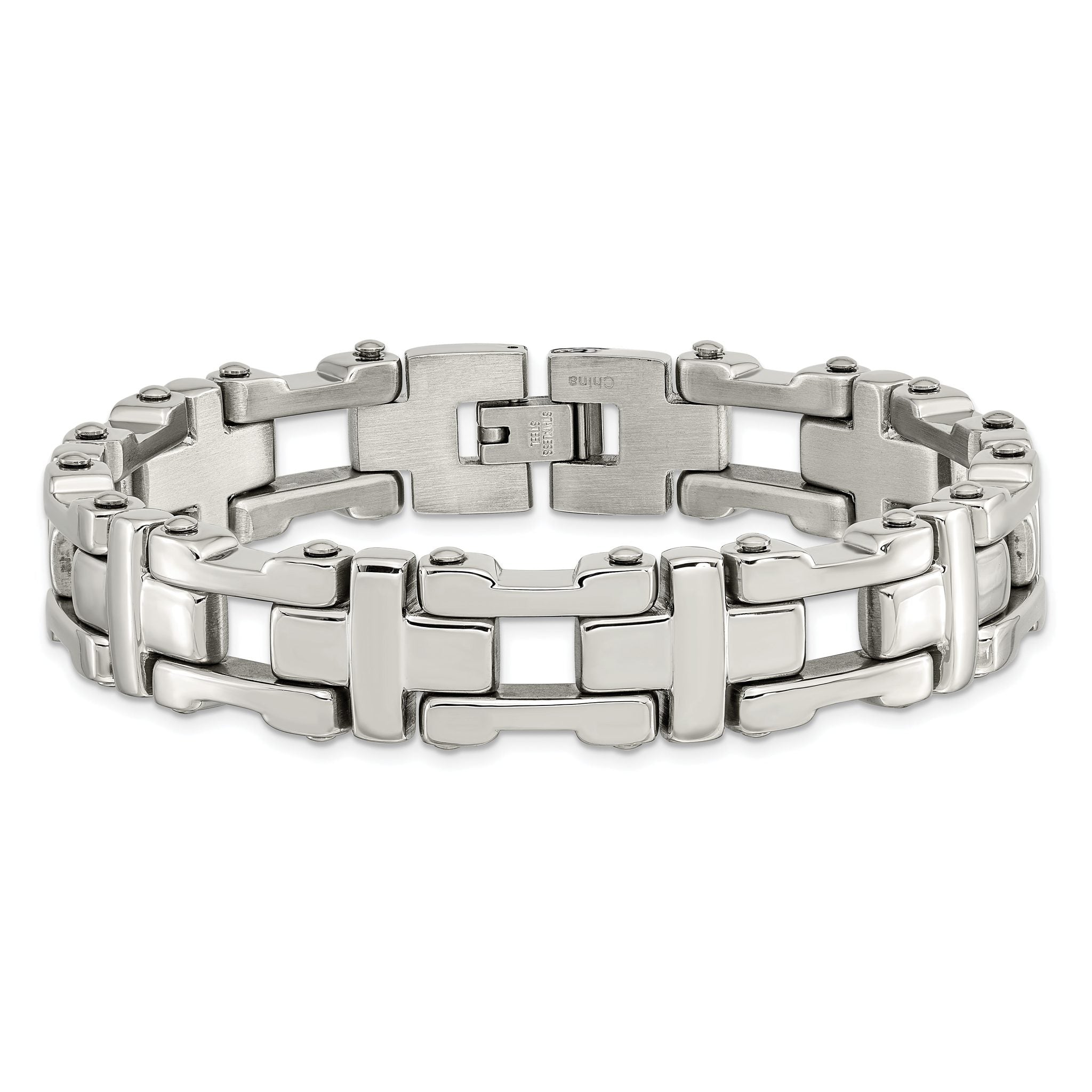 Stainless Steel Polished Open Corss Link Bracelet for Men