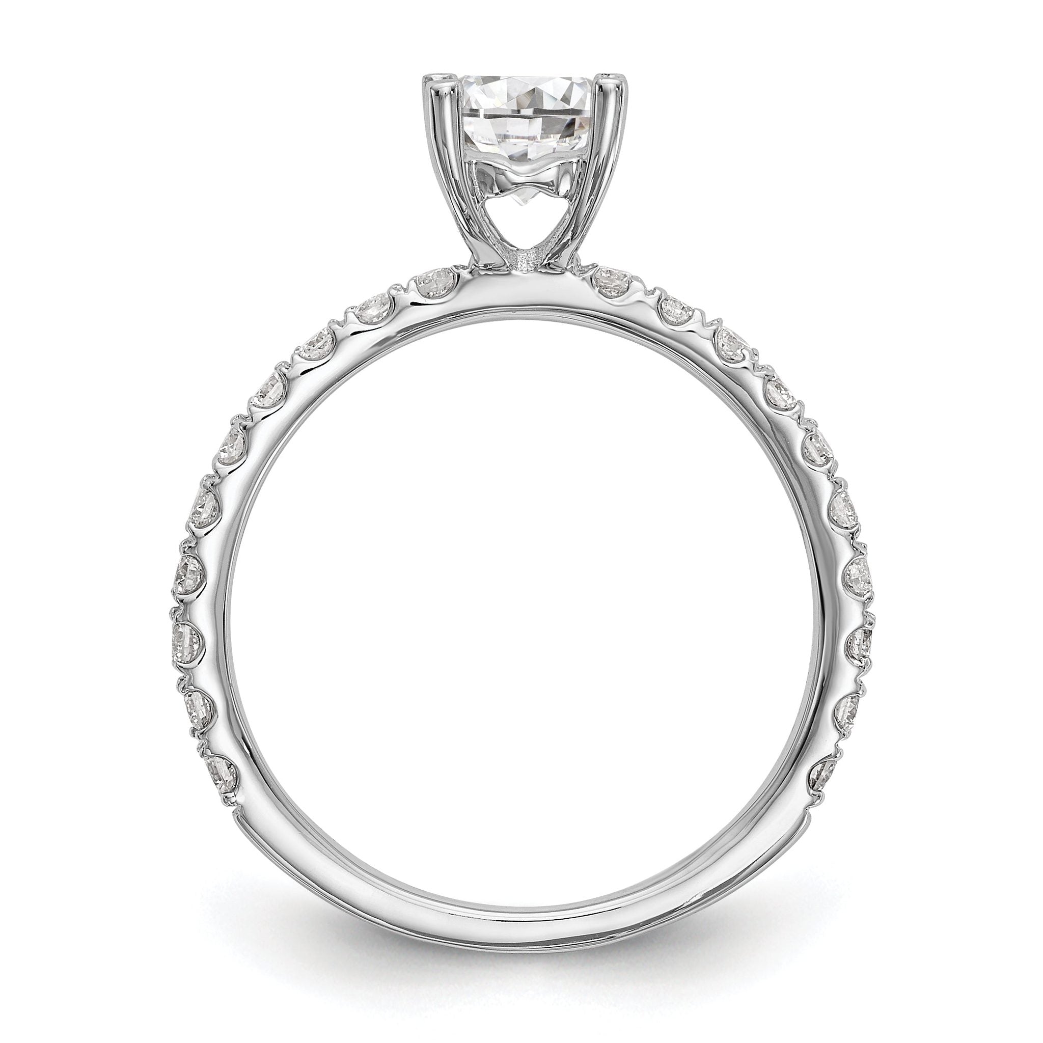 14K White Gold (Holds 1 carat (6.5mm) Round Center) 1/3 carat Diamond Semi-Mount Engagement Ring Secondary image