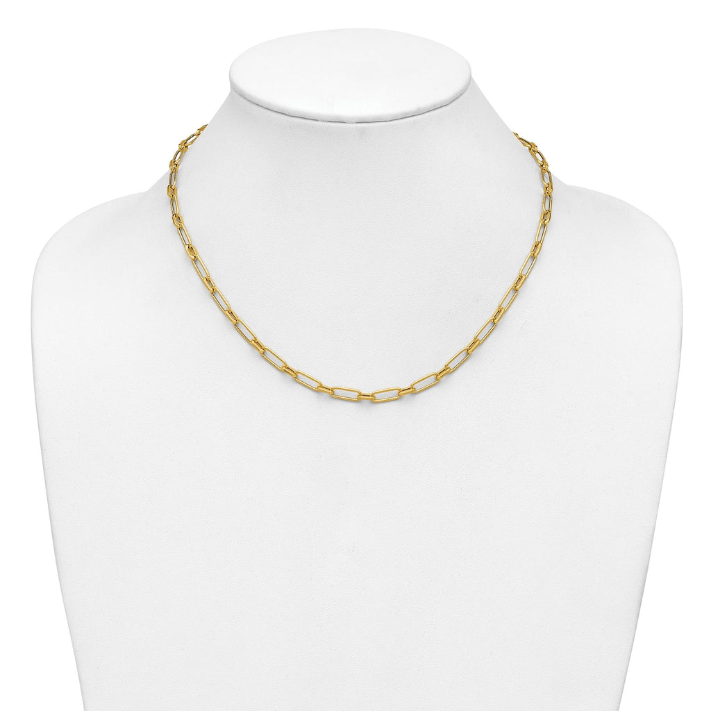14K Polished Textured Fancy Link Necklace