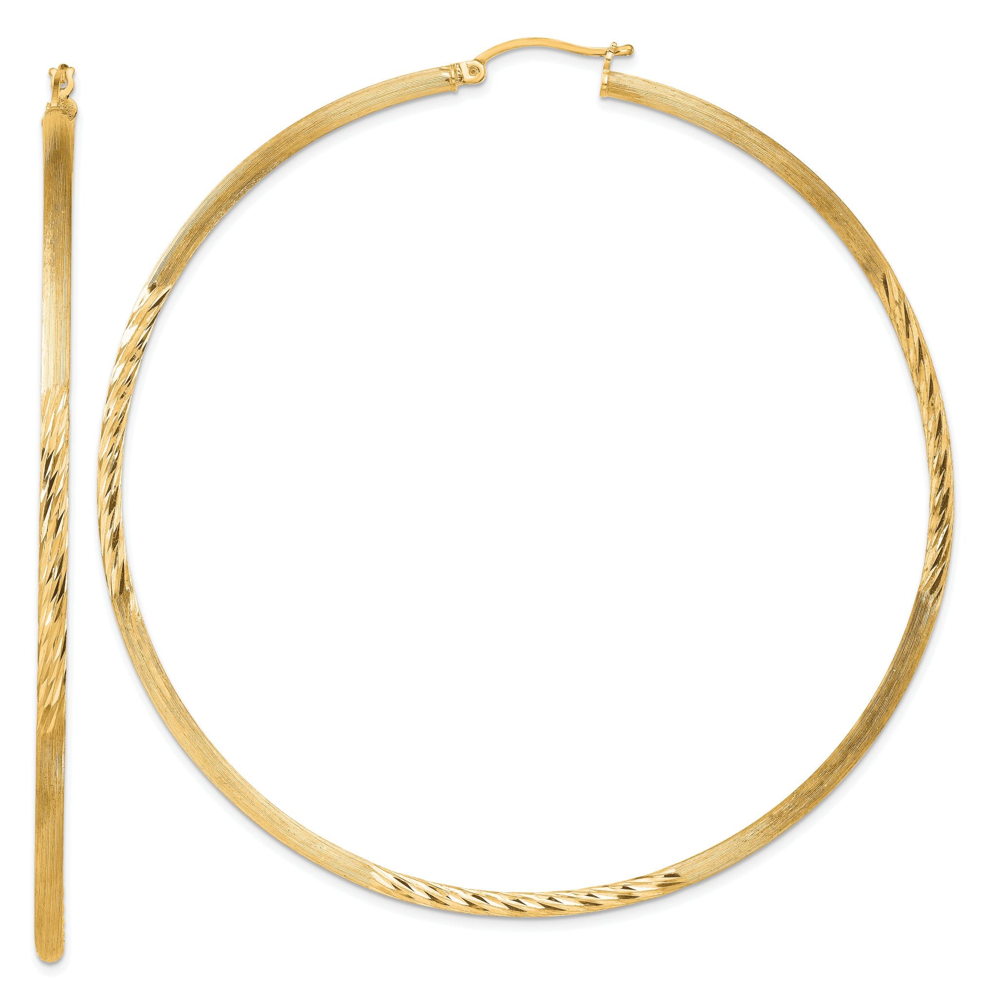 Sterling Silver Flash Gold-plated 2.5mm Polished/Satin D/C Hoop Earrings Main image