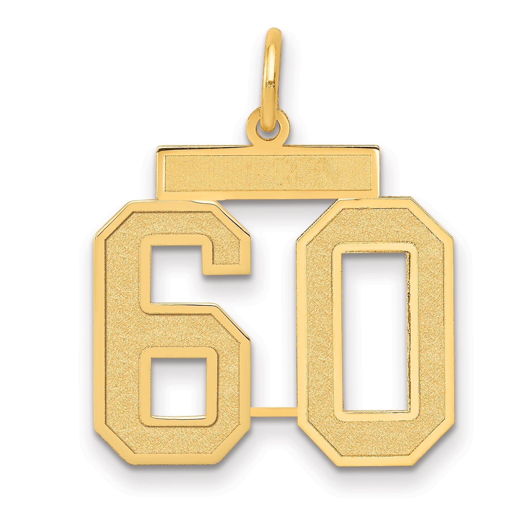 14K Gold Satin Finish Number 60 Charm with Brushed Texture Main image