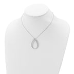 Sterling Silver Rhodium-plated CZ Micro Pave w/ 2in ext. Necklace