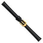 10mm Black Oilskin Leather with Gold-tone Aluminum Buckle 6.6 inch Watch Band
